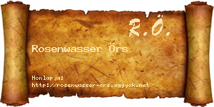 Rosenwasser Örs névjegykártya
